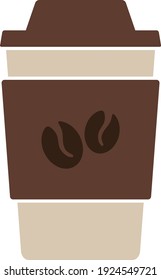 Outdoor Paper Cofee Cup Icon. Flat Color Design. Vector Illustration.