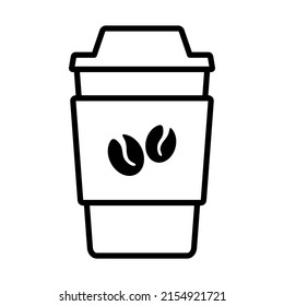 Outdoor Paper Cofee Cup Icon. Bold outline design with editable stroke width. Vector Illustration.