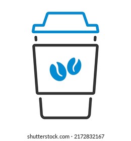 Outdoor Paper Cofee Cup Icon. Editable Bold Outline With Color Fill Design. Vector Illustration.
