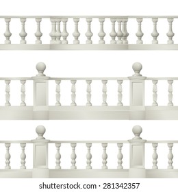 Outdoor and park elements : balustrade , decorative vase ,set of landscape elements,vector drawing