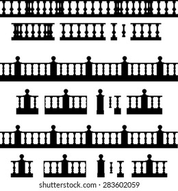 Outdoor and park elements : balustrade , decorative vase ,set of landscape elements,vector drawing