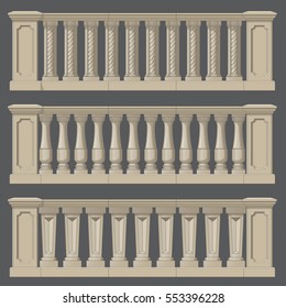 Outdoor and park elements balustrade , set of landscape