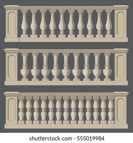 Outdoor and park elements balustrade , set of landscape elements,vector drawing
