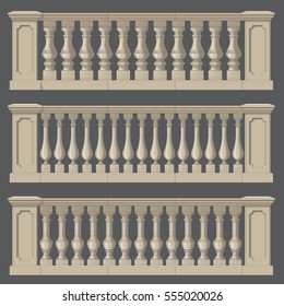 Outdoor and park elements balustrade , set of landscape elements,vector drawing