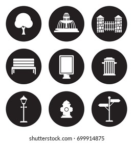 Outdoor, park elements icons set