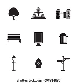 Outdoor, park elements icons set