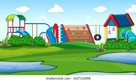 outdoor park playground scene illustration