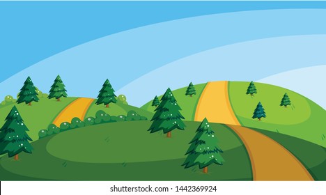 Outdoor park scene background illustration