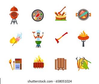 Outdoor party icon set