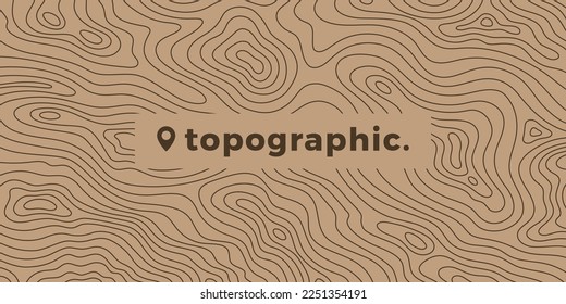 Outdoor pattern of topographic line map. Vector line pattern of wood rings countour. Outline pattern for outdoor concept templates. Contours of tree, concepts for geographic background. - Shutterstock ID 2251354191