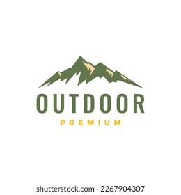 outdoor peak high hill sunset afternoon nature vintage logo design vector