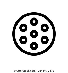 Outdoor pickleball ball. Editable stroke vector icon.
