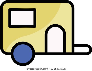 Outdoor and Picnic Family Transport Vector Color Icon Design, Campervan Concept, 