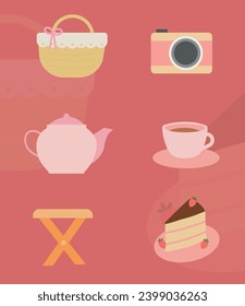 Outdoor Picnic Holiday Recreation Illustration Set
