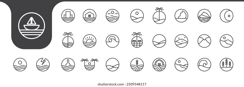outdoor place line icon set design vector