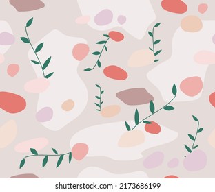 Outdoor plants seamless pattern. Abstract design wall paper gift paper stationary . Web page background Save soil concept. weeds, scanty vegetation