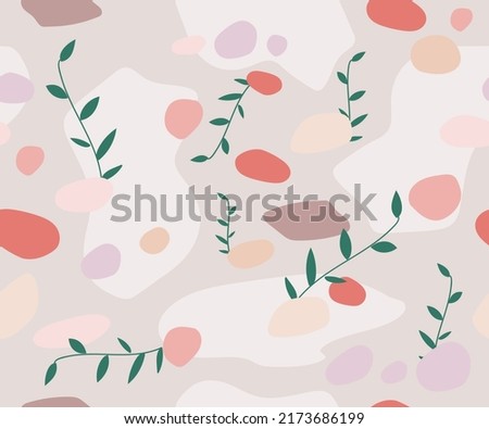 Outdoor plants seamless pattern. Abstract design wall paper gift paper stationary . Web page background Save soil concept. weeds, scanty vegetation