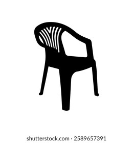 Outdoor plastic chair silhouette vector flat illustration design.