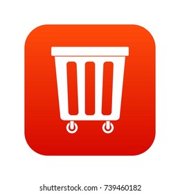 Outdoor plastic trash can icon digital red for any design isolated on white vector illustration