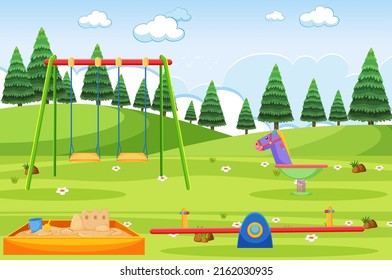 An Outdoor Playground Scene Illustration