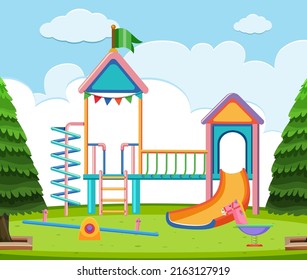 An Outdoor Playground Scene Illustration