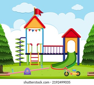 An Outdoor Playground Scene Illustration