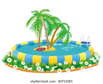 outdoor pool in the garden and dreams about tropical islands