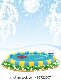 outdoor pool in the garden and dreams about tropical islands