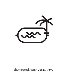 Outdoor Pool Icon, Simple Lines On White Background, EPS10.