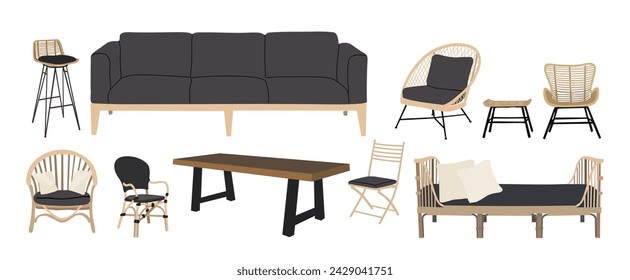 Outdoor, porch zone, garden, patio furniture set.