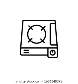 Outdoor Portable Stove Isolated On White Background In Vector Icon Outline Eps10