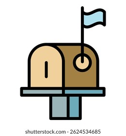 Outdoor post box icon. Outline outdoor post box vector icon color flat isolated