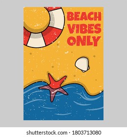 outdoor poster design beach vibes only vintage illustration