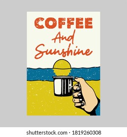 outdoor poster design coffee and sunshine vintage illustration