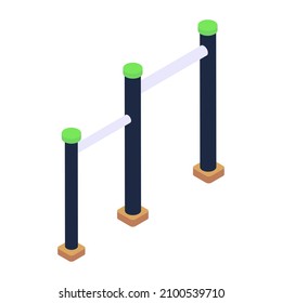 Outdoor racing equipment, isometric icon of hurdle bars 

