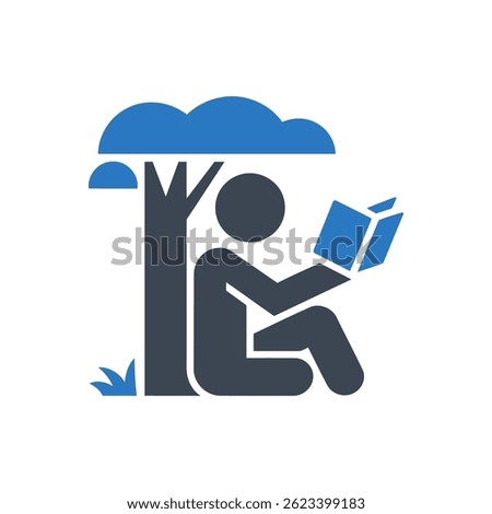 Outdoor Reading Relaxation Icon Isolated On White Background