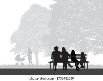 Outdoor recreation, people silhouettes. Conceptual illustration