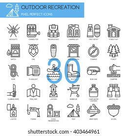 Outdoor Recreation , Thin Line and Pixel Perfect Icons