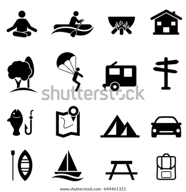 Outdoor recreational activities, camping and leisure
icon set