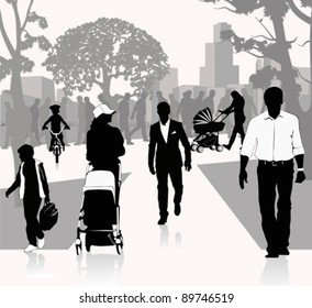 Outdoor recreation.Vector illustration.People in the park