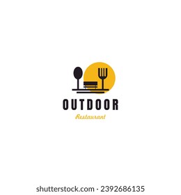 Outdoor restaurant logo design simple minimalist concept