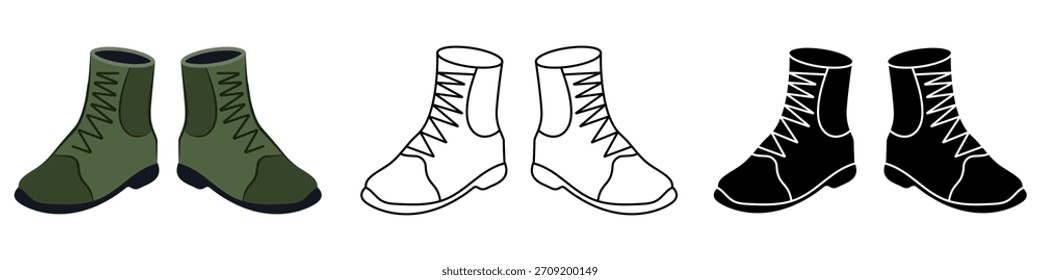 Botas de goma al aire libre Ilustración vectorial aislada