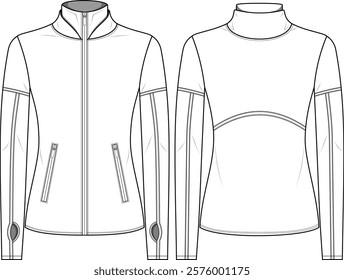 outdoor running track jacket flat sketch