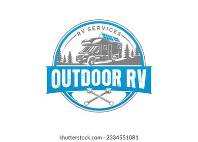 Outdoor RV logo design recreational vehicle icon symbol badge label