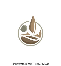 outdoor sailing boat logo icon vector