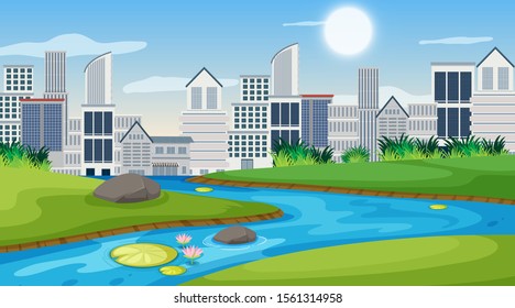 An outdoor scene with illustration