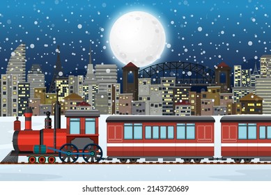 Outdoor scene with a steam locomotive train  illustration