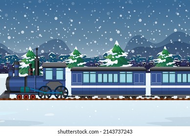 Outdoor scene with a steam locomotive train  illustration