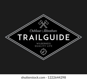 Outdoor scouting trail guide white on black is a vector illustration about wilderness exploration