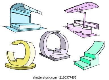 Proyector artístico de idea de asiento al aire libre para idea de diseño, ilustración, fondo